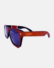 Load image into Gallery viewer, Red Stripe Two Tone Sunglasses, Engraved and Polarized | Bamboo Sunglasses - Eco Friendly
