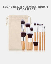 Load image into Gallery viewer, Lucky Beauty Bamboo Brush Set of 11 pcs | Bamboo Makeup Brush Set - Eco Friendly
