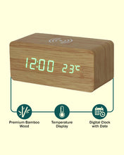 Load image into Gallery viewer, Bamboo Wireless Charging Clock - Bamboo Wireless Phone Charger/Digital Clock

