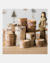 Load image into Gallery viewer, Birch Wood Candle Holder Tea Light Holder in Various Sizes- Birch Wood Log Candle Holder - Eco Friendly
