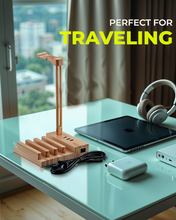 Load image into Gallery viewer, 2 in 1 Bamboo Wood Charging Station Stand 3 USB for iPhone &amp; Headphone - Bamboo Charging Station Stand
