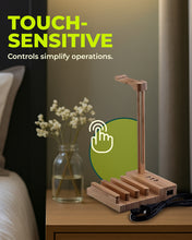 Load image into Gallery viewer, 2 in 1 Bamboo Wood Charging Station Stand 3 USB for iPhone &amp; Headphone - Bamboo Charging Station Stand
