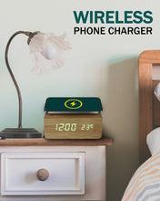 Load image into Gallery viewer, Bamboo Wireless Charging Clock - Bamboo Wireless Phone Charger/Digital Clock

