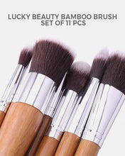 Load image into Gallery viewer, Lucky Beauty Bamboo Brush Set of 11 pcs | Bamboo Makeup Brush Set - Eco Friendly
