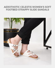 Load image into Gallery viewer, Women’s Strappy Slip-On Modern Memory Foam Cushion Footbed Outdoor Adjustable Buckle Cork Footed Slides for Sandals with Comfortable Arch Support. - Eco Friendly
