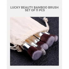 Load image into Gallery viewer, Lucky Beauty Bamboo Brush Set of 11 pcs | Bamboo Makeup Brush Set - Eco Friendly
