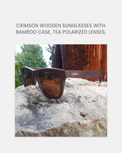 Load image into Gallery viewer, Crimson Wooden Sunglasses with Bamboo Case | 100% UVA/UVB Protection, Tea Polarized Lenses - Eco Friendly

