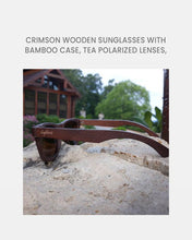 Load image into Gallery viewer, Crimson Wooden Sunglasses with Bamboo Case | 100% UVA/UVB Protection, Tea Polarized Lenses - Eco Friendly

