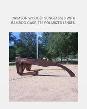 Load image into Gallery viewer, Crimson Wooden Sunglasses with Bamboo Case | 100% UVA/UVB Protection, Tea Polarized Lenses - Eco Friendly

