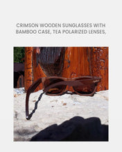 Load image into Gallery viewer, Crimson Wooden Sunglasses with Bamboo Case | 100% UVA/UVB Protection, Tea Polarized Lenses - Eco Friendly
