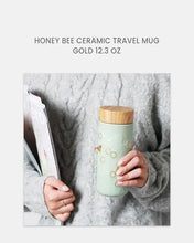 Load image into Gallery viewer, Honey Bee Ceramic Travel Mug / Gold 12.3 oz | Ceramic Travel Mug with Lid - Eco Friendly
