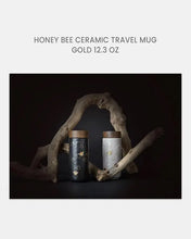 Load image into Gallery viewer, Honey Bee Ceramic Travel Mug / Gold 12.3 oz | Ceramic Travel Mug with Lid - Eco Friendly

