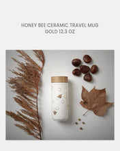 Load image into Gallery viewer, Honey Bee Ceramic Travel Mug / Gold 12.3 oz | Ceramic Travel Mug with Lid - Eco Friendly
