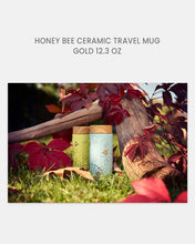 Load image into Gallery viewer, Honey Bee Ceramic Travel Mug / Gold 12.3 oz | Ceramic Travel Mug with Lid - Eco Friendly
