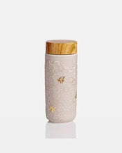 Load image into Gallery viewer, Honey Bee Ceramic Travel Mug / Gold 12.3 oz | Ceramic Travel Mug with Lid - Eco Friendly
